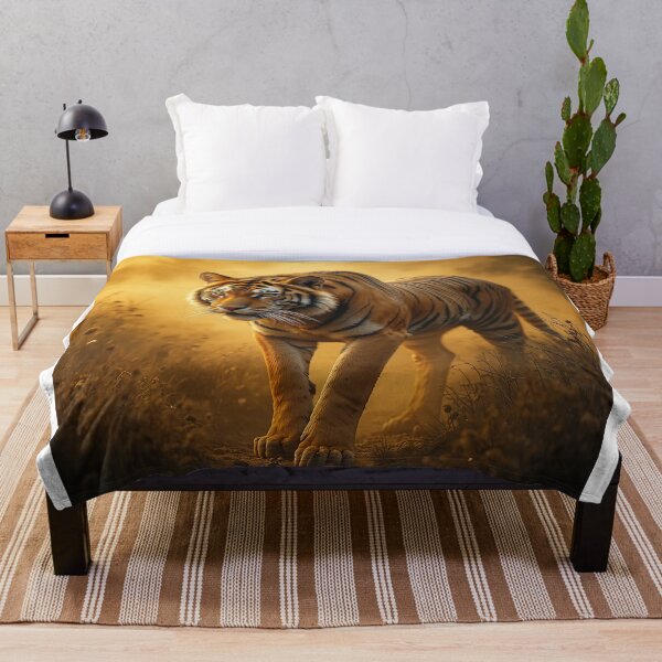 Item preview, Golden Tiger of Power – Luxury Metallic Wildlife Fantasy Art designed and sold by PixPixari.