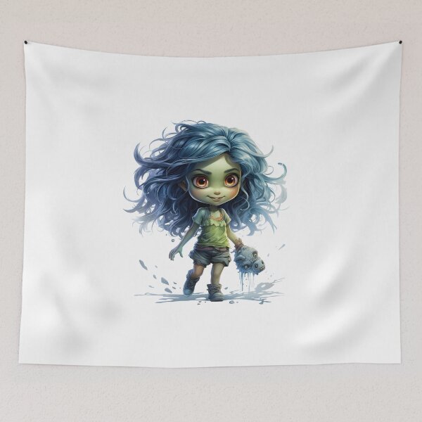 Item preview, Cute Zombie Girl with Monster Fish Kawaii Horror designed and sold by LunaPixelStudio.