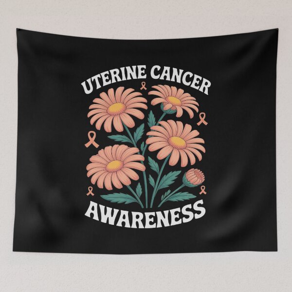 Item preview, Uterine Cancer Peach Boho Flower Art Cancer Awareness designed and sold by RonnasJackson.