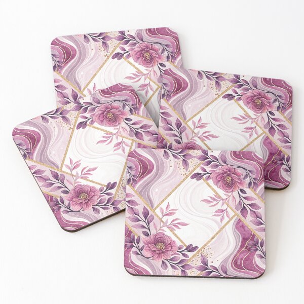Item preview, Purple Floral And Gold Geometric Seamless Pattern - POD designed and sold by KlarkiteTees.