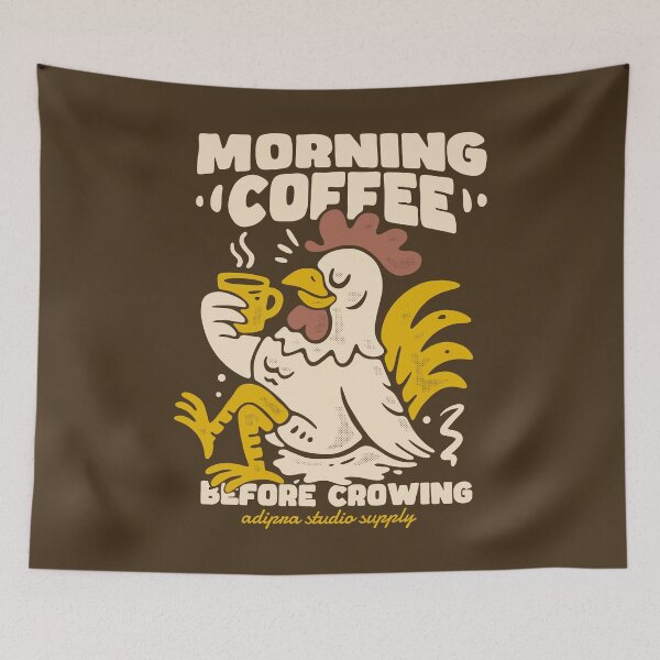 Item preview, Morning Coffee Before Crowing Funny Rooster Vintage Cartoon Design designed and sold by adipra.