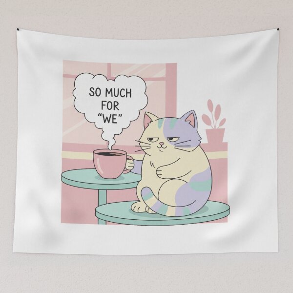 Item preview, Funny Sarcastic Cat Drinking Coffee Alone – Valentine Cartoon Illustration designed and sold by Fandom Universe.