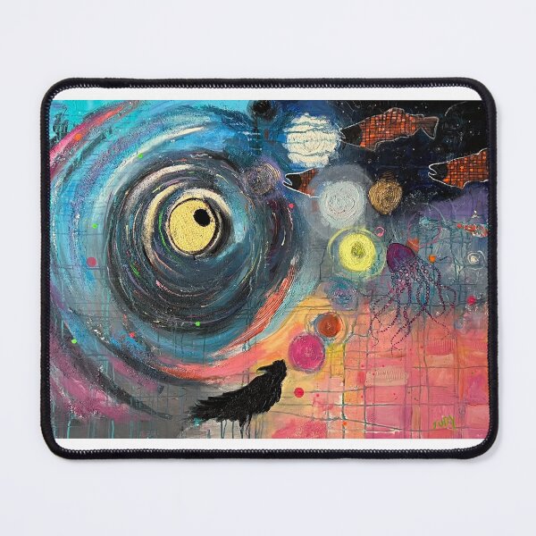 Item preview, Abstract Swirling Cosmos with a Raven and Salmon Swimming designed and sold by Cabin Fever in Alaska.