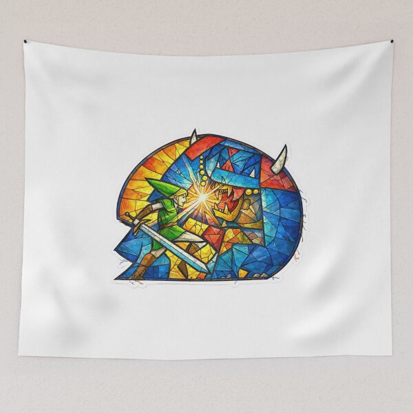 Item preview, Stained Glass Hero vs Beast – Epic Fantasy Battle Sticker designed and sold by Gurjeetpixelart.