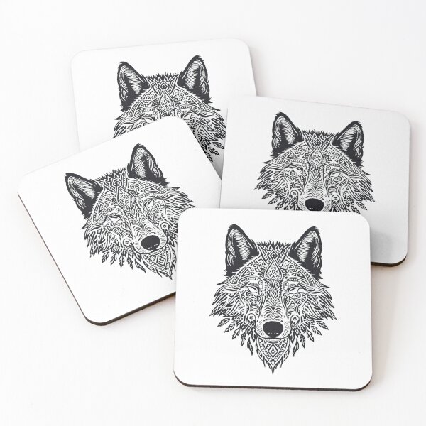 Item preview, Slavic Spirit Wolf - Folk Embroidery Style - Minimalist Animal Art designed and sold by YvkafromPoland.