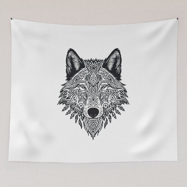 Item preview, Slavic Spirit Wolf - Folk Embroidery Style - Minimalist Animal Art designed and sold by YvkafromPoland.