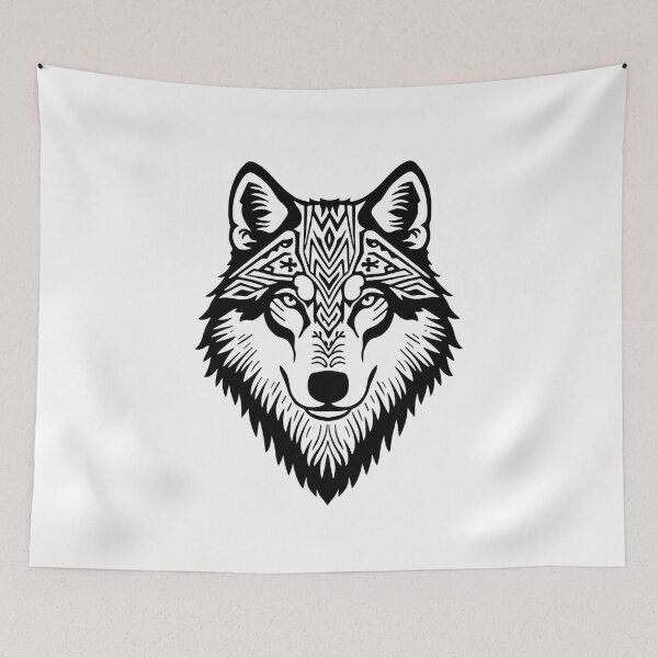 Item preview, Slavic Spirit Wolf - Folk Embroidery Style - Minimalist Animal Art designed and sold by YvkafromPoland.