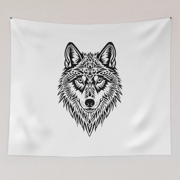 Item preview, Slavic Spirit Wolf - Folk Embroidery Style - Minimalist Animal Art designed and sold by YvkafromPoland.