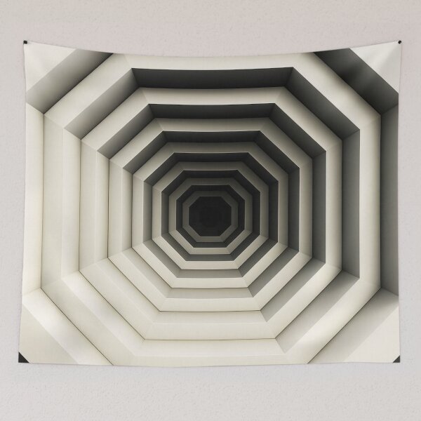 Item preview, Geometric Tunnel Illusion Art – Optical Depth, Concentric Octagons, Abstract 3D Perspective, Black White Grey Minimalist Design designed and sold by AnTartstudios.