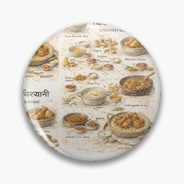 Item preview, Chicken Biryani Recipe T-Shirt – Hand-Drawn Cooking Diagram Illustration, Food Chart Graphic Tee, Chef Gift for Food Lovers designed and sold by fishnsteve.