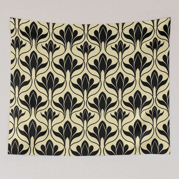 Item preview, Black and beige floral print  designed and sold by Anisha  Vaz.