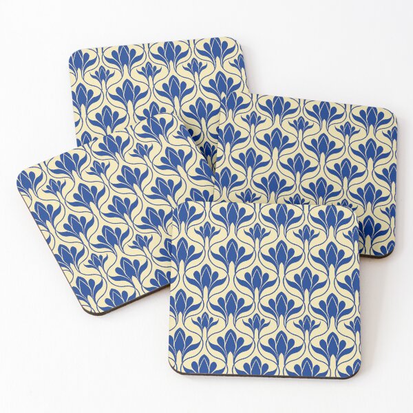 Item preview, Blue and beige floral print  designed and sold by Anisha  Vaz.