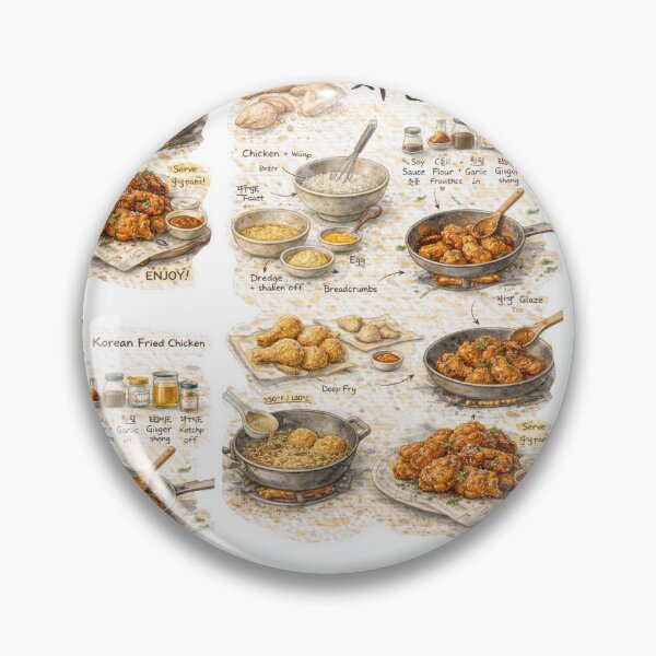 Item preview, Korean Fried ChickenRecipe T-Shirt – Hand-Drawn Cooking Diagram Illustration, Food Chart Graphic Tee, Chef Gift for Food Lovers designed and sold by fishnsteve.