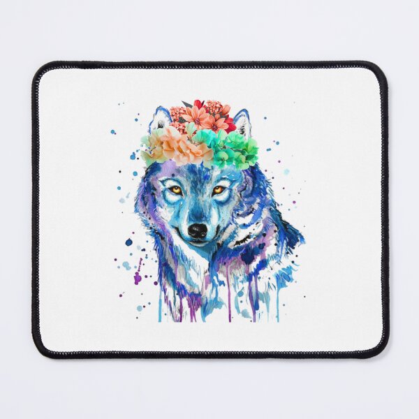 Item preview, Blue Wolf with Floral Crown designed and sold by IN Tales.
