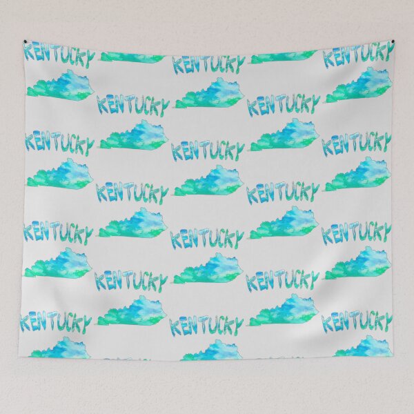 Item preview, Kentucky Watercolor State Silhouette - Blue & Teal Abstract Art designed and sold by mashmosh.