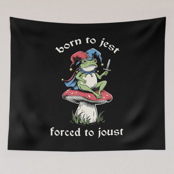 Item preview, Born To Jest Forced To Joust Funny Medieval Meme Frog Knight designed and sold by LunaDangelo.