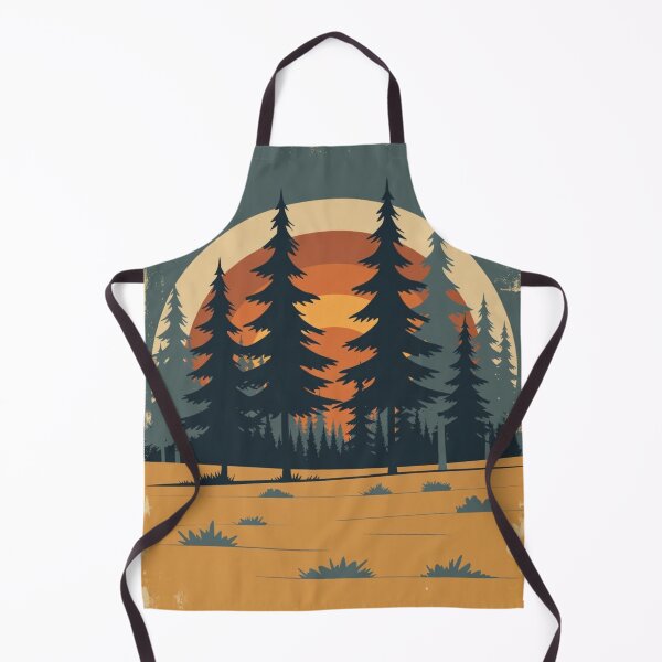 Item preview, Vintage 1970s Retro Sunset Pine Forest Graphic designed and sold by ChinzorigBAY.
