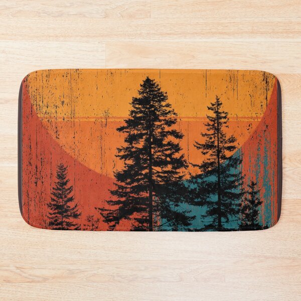 Item preview, Vintage 1970s Retro Sunset Pine Forest Graphic designed and sold by ChinzorigBAY.