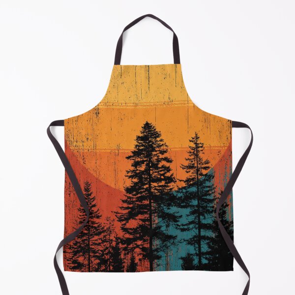 Item preview, Vintage 1970s Retro Sunset Pine Forest Graphic designed and sold by ChinzorigBAY.