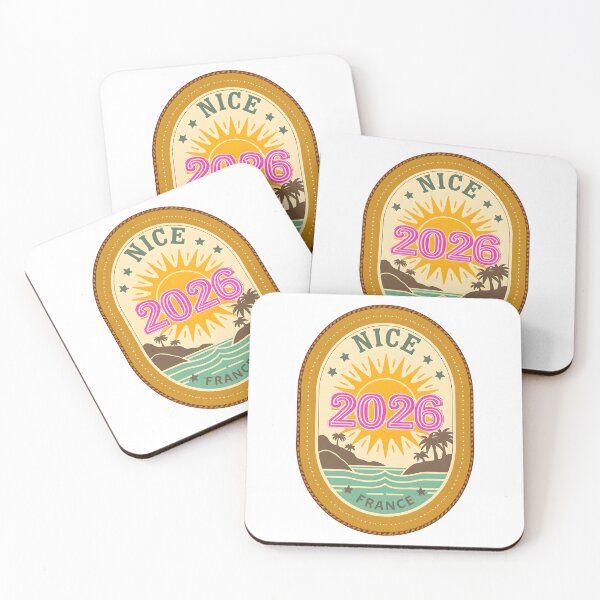 Item preview, Nice 2026 Retro Travel Badge T-Shirt Design with Sun, Palm Trees, and Beach Elements designed and sold by FestivityFinds.