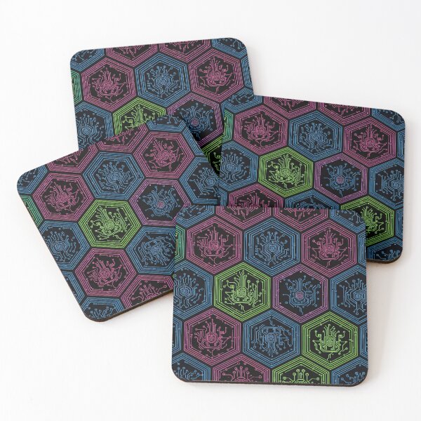 Item preview, Neon Hex Circuit Pattern designed and sold by Kaleidoscope Print.