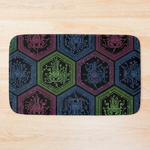 Item preview, Neon Hex Circuit Pattern designed and sold by Kaleidoscope Print.