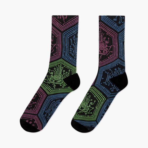 Item preview, Neon Hex Circuit Pattern designed and sold by Kaleidoscope Print.
