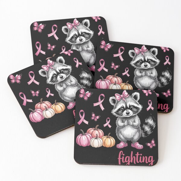 Item preview, Feral and Fighter Raccoon Breast Cancer Awareness designed and sold by Libbysharts.
