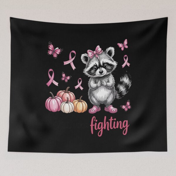 Item preview, Feral and Fighter Raccoon Breast Cancer Awareness designed and sold by Libbysharts.