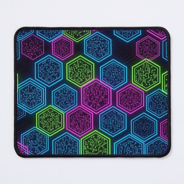 Item preview, Neon Circuit Hex Tiles designed and sold by Kaleidoscope Print.