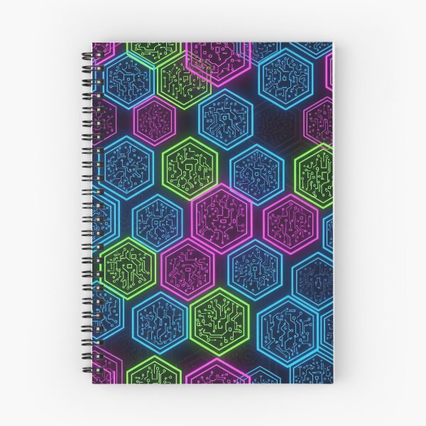 Item preview, Neon Circuit Hex Tiles designed and sold by Kaleidoscope Print.