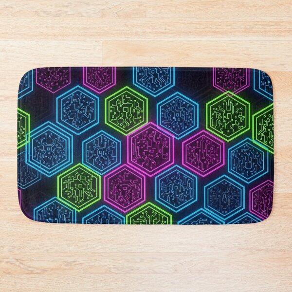 Item preview, Neon Circuit Hex Tiles designed and sold by Kaleidoscope Print.