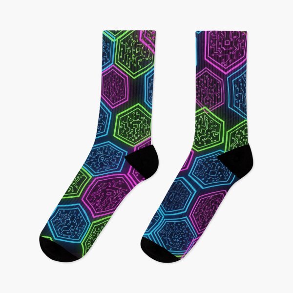 Item preview, Neon Circuit Hex Tiles designed and sold by Kaleidoscope Print.