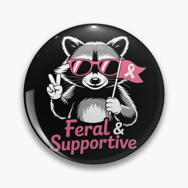 Item preview, Feral and Supportive Raccoon Pink Ribbon Breast Cancer designed and sold by Libbysharts.