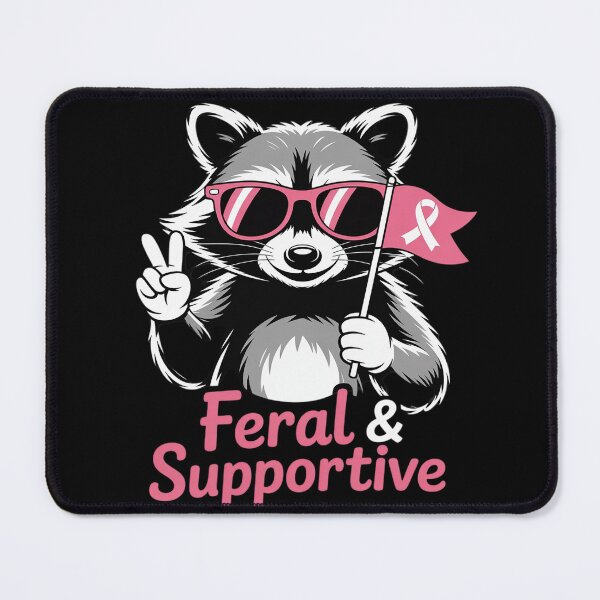 Item preview, Feral and Supportive Raccoon Pink Ribbon Breast Cancer designed and sold by Libbysharts.