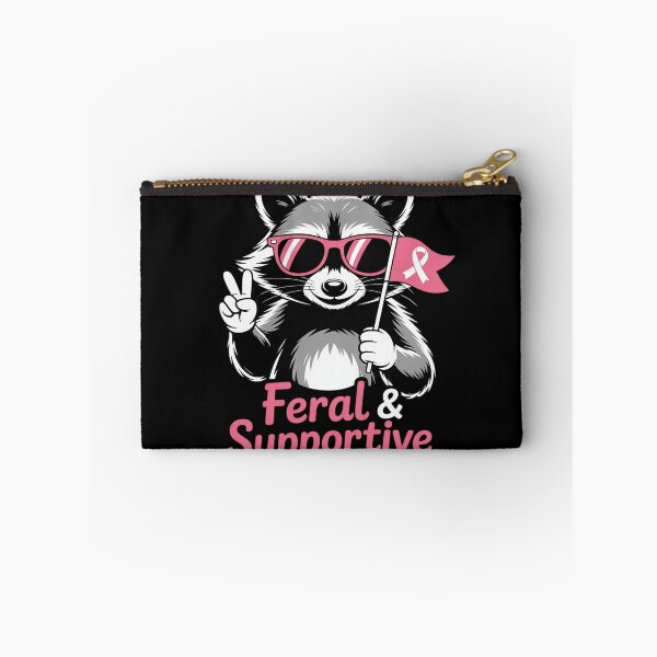 Item preview, Feral and Supportive Raccoon Pink Ribbon Breast Cancer designed and sold by Libbysharts.