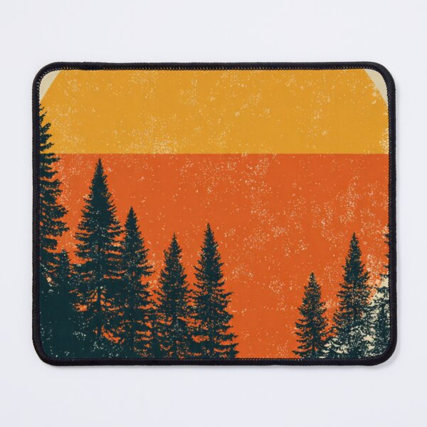 Item preview, Vintage 1970s Retro Sunset Pine Forest Graphic designed and sold by ChinzorigBAY.
