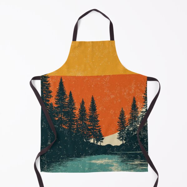 Item preview, Vintage 1970s Retro Sunset Pine Forest Graphic designed and sold by ChinzorigBAY.