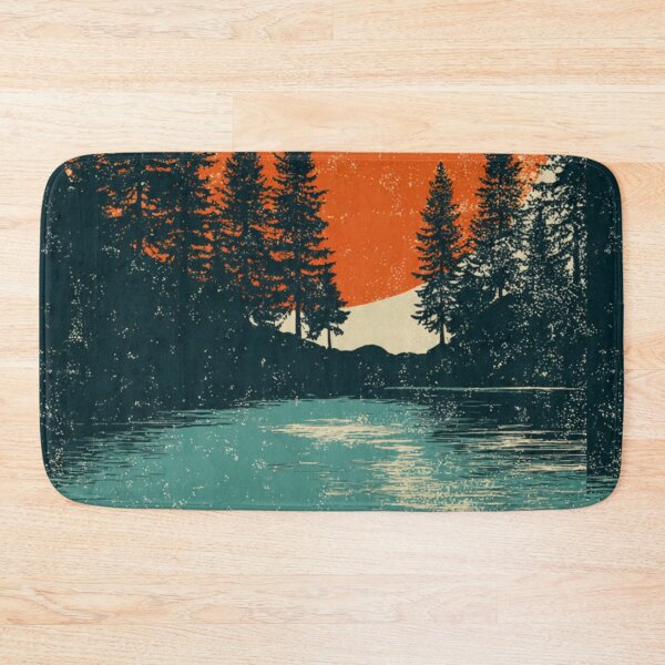 Item preview, Vintage 1970s Retro Sunset Pine Forest Graphic designed and sold by ChinzorigBAY.