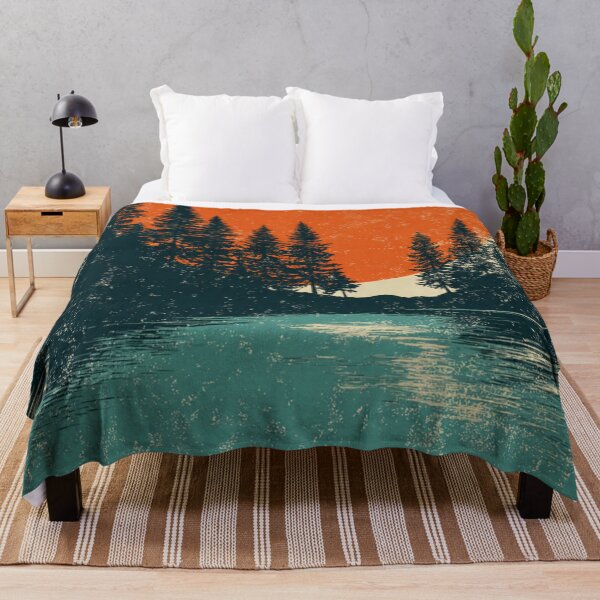 Item preview, Vintage 1970s Retro Sunset Pine Forest Graphic designed and sold by ChinzorigBAY.