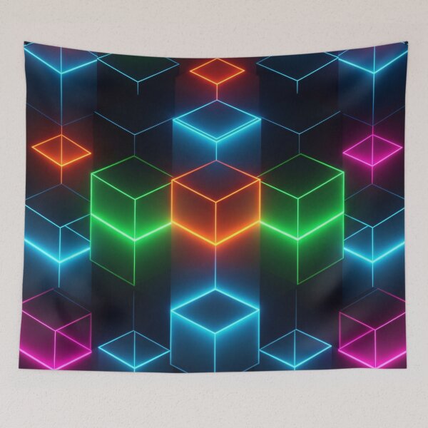 Item preview, Neon Cube Grid Glow designed and sold by Kaleidoscope Print.