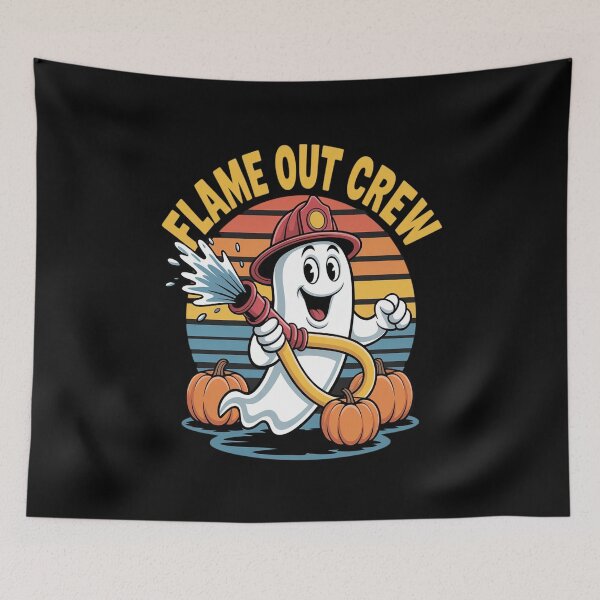 Item preview, Flame Out Crew Firefighter Ghost Halloween Retro designed and sold by Libbysharts.
