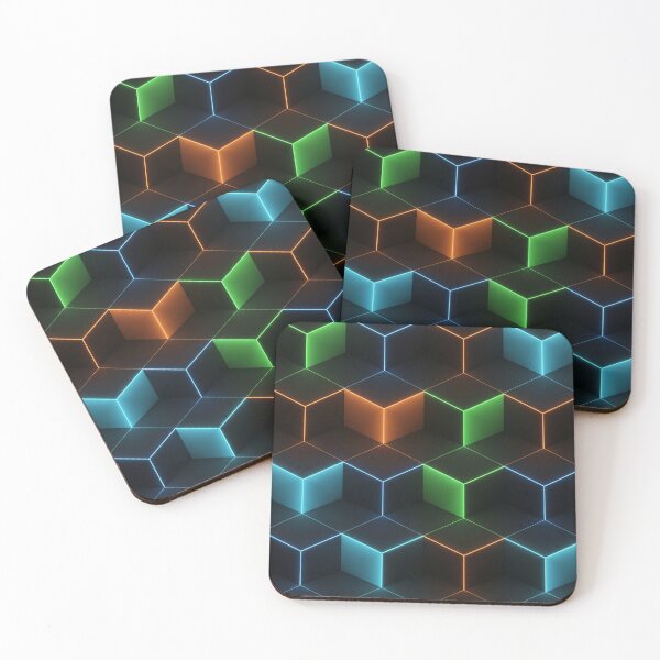 Item preview, Neon Isometric Cube Tiles designed and sold by Kaleidoscope Print.