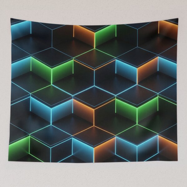 Item preview, Neon Cube Grid Glow designed and sold by Kaleidoscope Print.
