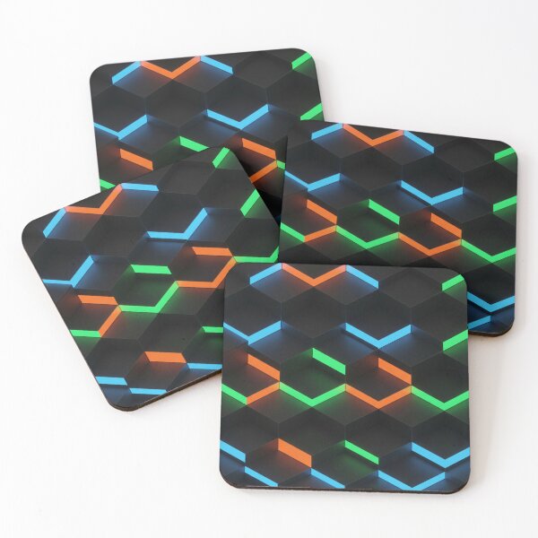 Item preview, Neon Hex Block Pattern designed and sold by Kaleidoscope Print.