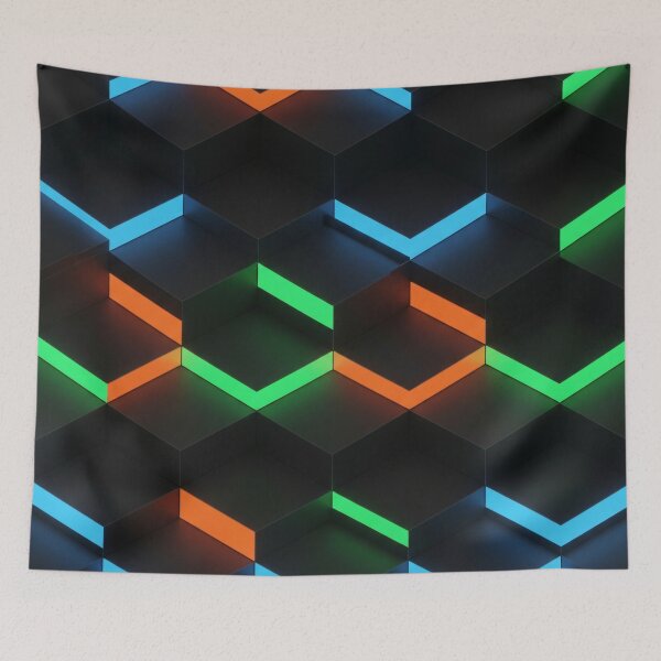Item preview, Neon Hex Block Pattern designed and sold by Kaleidoscope Print.