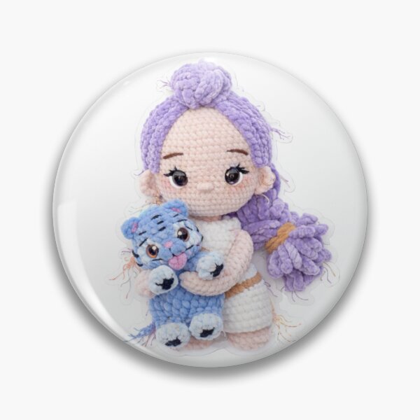 Item preview, Cute Plush Doll with Tiger – 3D Embroidered Cozy Sticker Handmade Crochet Doll & Tiger – Fluffy Embroidery Pop-Up Sticker designed and sold by Gurjeetpixelart.