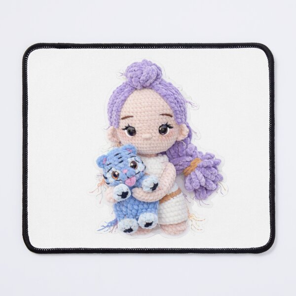 Item preview, Cute Plush Doll with Tiger – 3D Embroidered Cozy Sticker Handmade Crochet Doll & Tiger – Fluffy Embroidery Pop-Up Sticker designed and sold by Gurjeetpixelart.