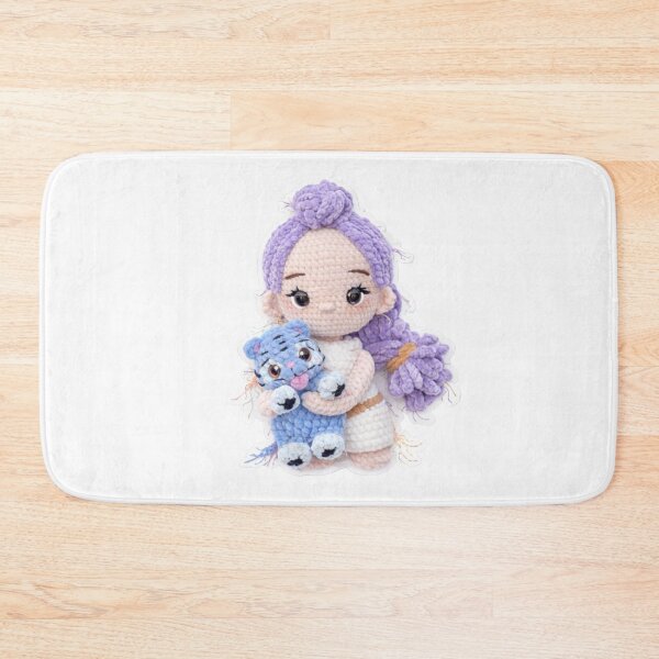 Item preview, Cute Plush Doll with Tiger – 3D Embroidered Cozy Sticker Handmade Crochet Doll & Tiger – Fluffy Embroidery Pop-Up Sticker designed and sold by Gurjeetpixelart.