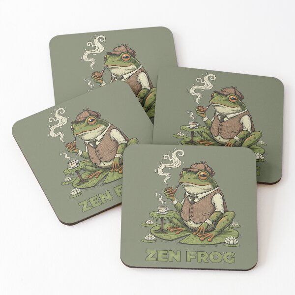 Item preview, Zen Frog Detective Smoking Pipe & Drinking Coffee - Vintage Illustration designed and sold by THE-DAILY-DRIPS.